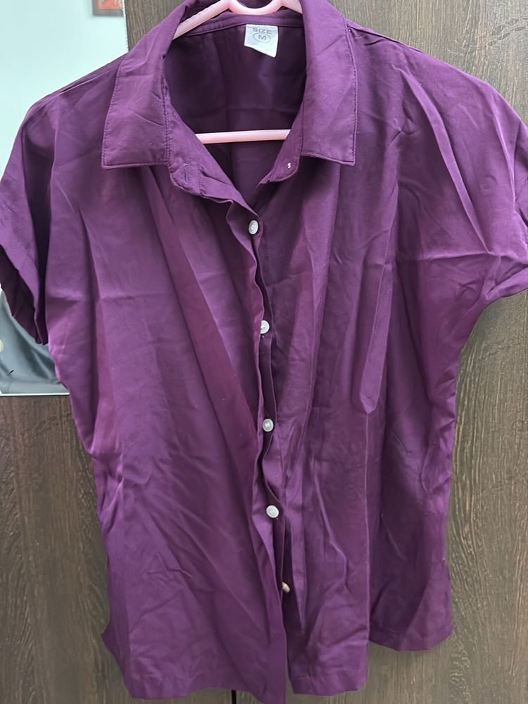 Purple Button-Down Top