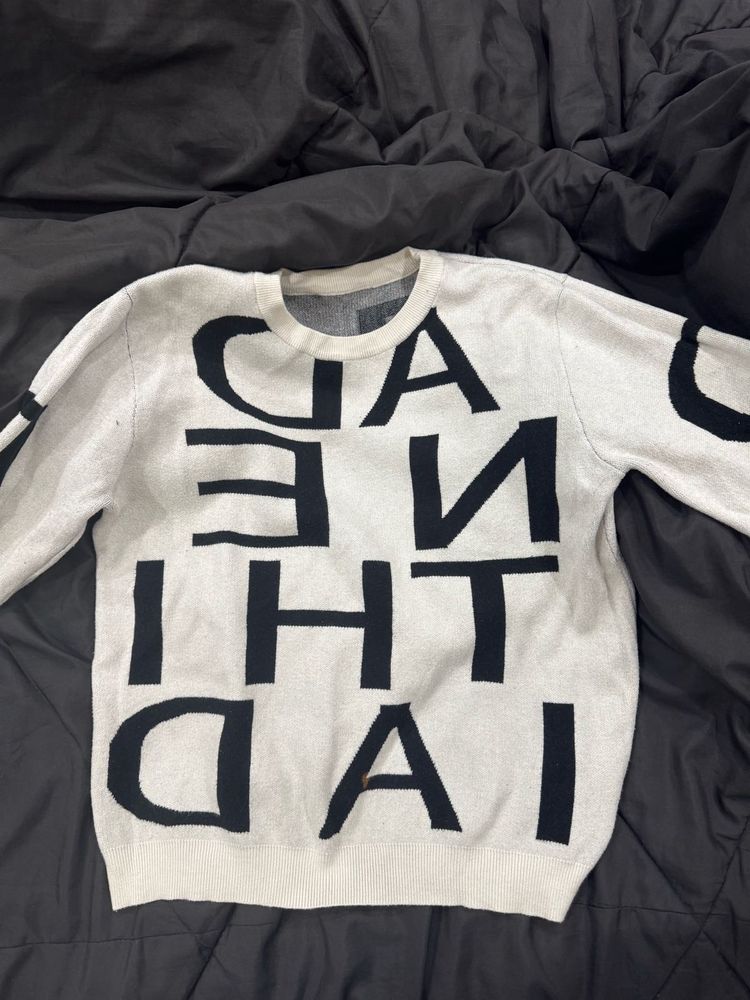 Graphic Print Crew Neck Sweater