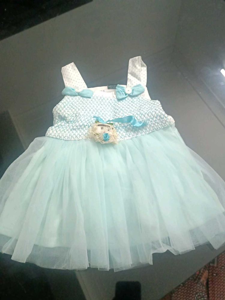 Light Blue Soft Frock New Born Baby Girl