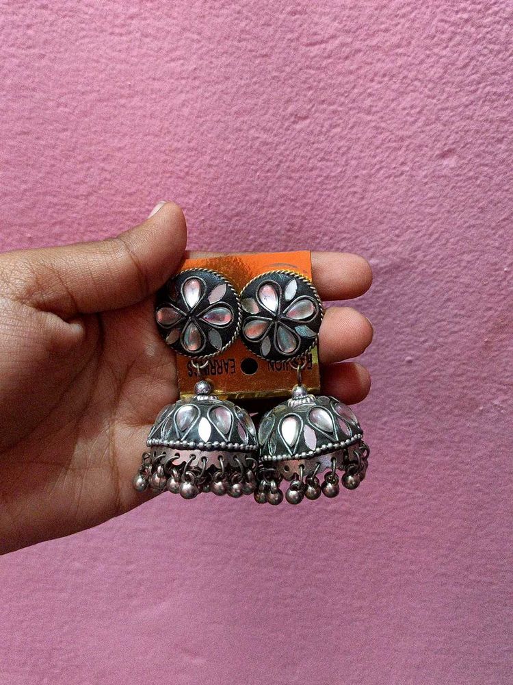Silver Jhumka Earrings