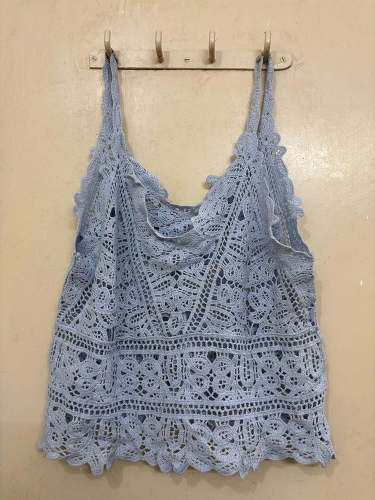 Blue Crochet Tank Top