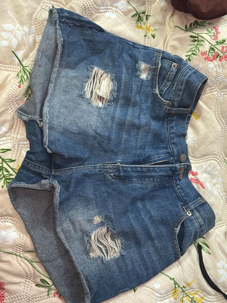 Distressed Denim Shorts