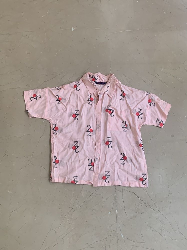 Cute Pink Cotton Shirt – XS (Free-Fitting &amp; Flowy)
