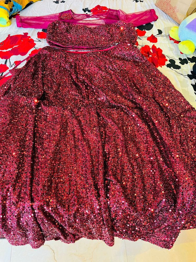 Maroon Red lehenga With chunni