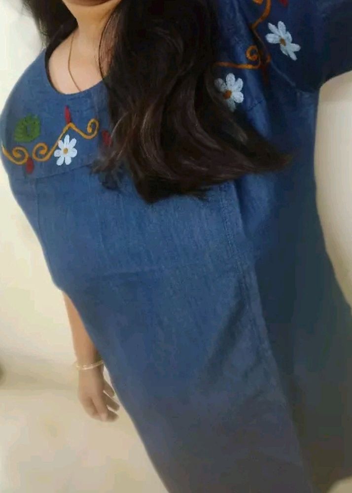 Embroidery Denim Dress