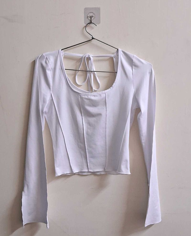 White Square Neck Top