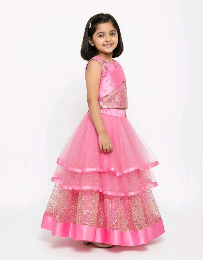 Pink Sequin Lehenga Set