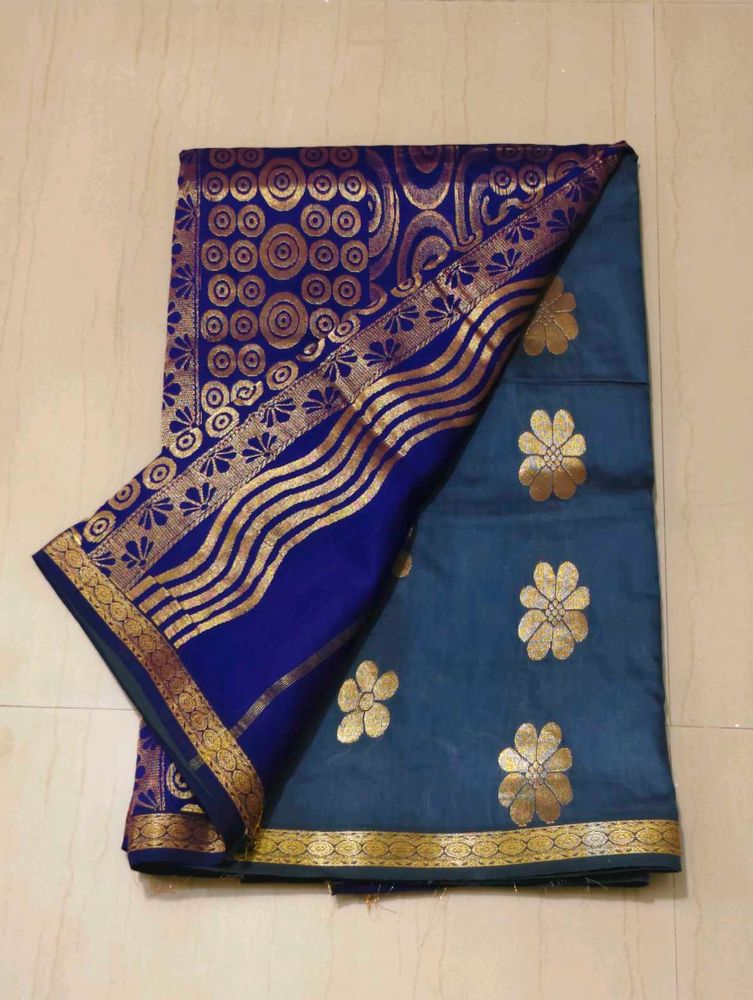 Blue &amp; Gold Dress Material