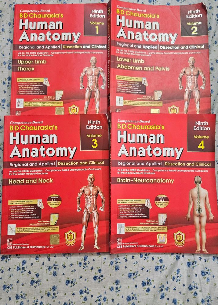 BDC/BD CHAURASIA BOOKS 9TH EDITION VOLUME 1,2,3,4
