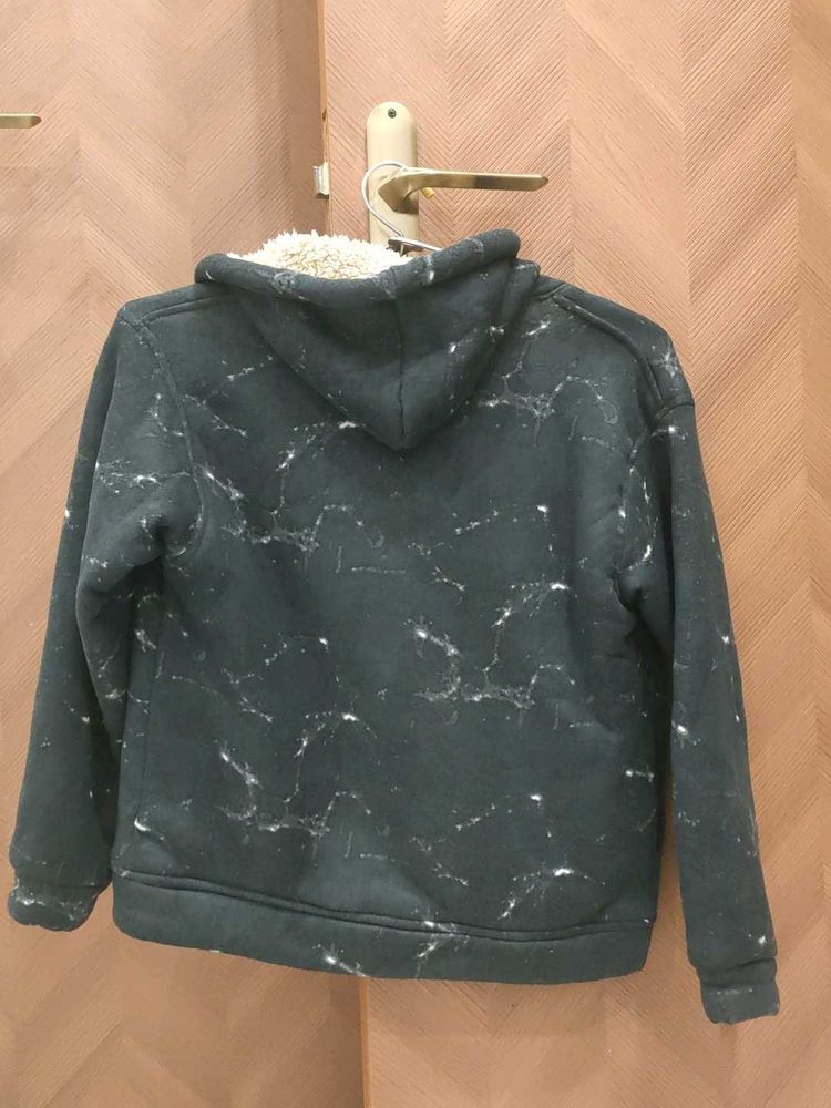 Marble Print Sherpa Lined Hoodie