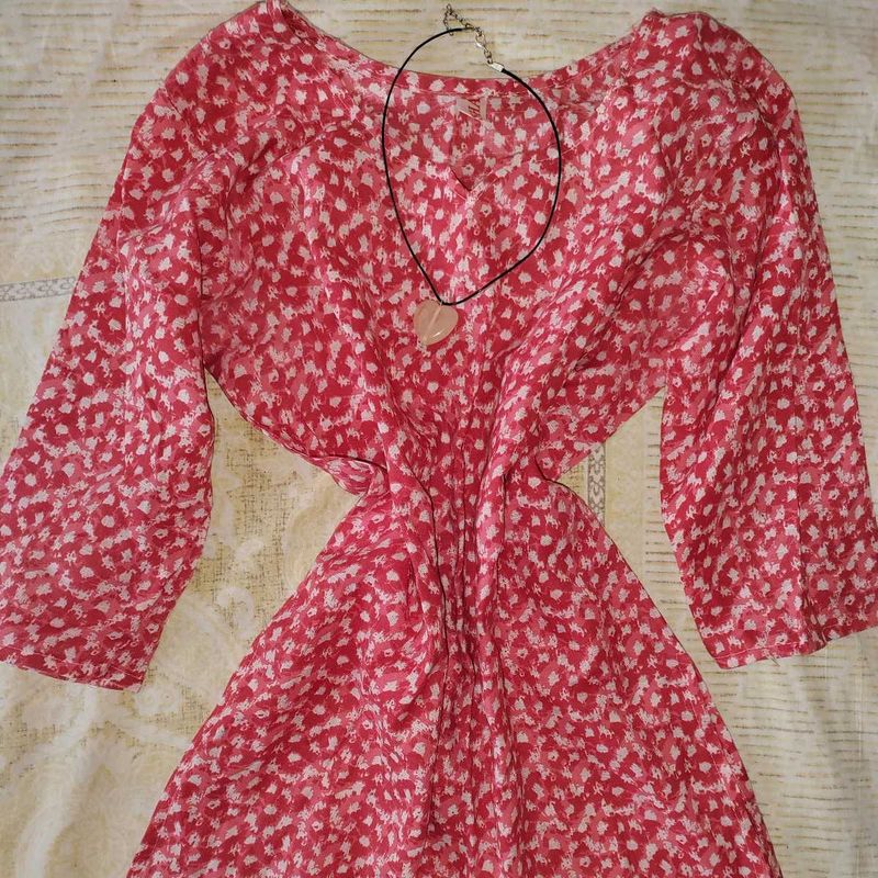 Floral Print Red short kurti