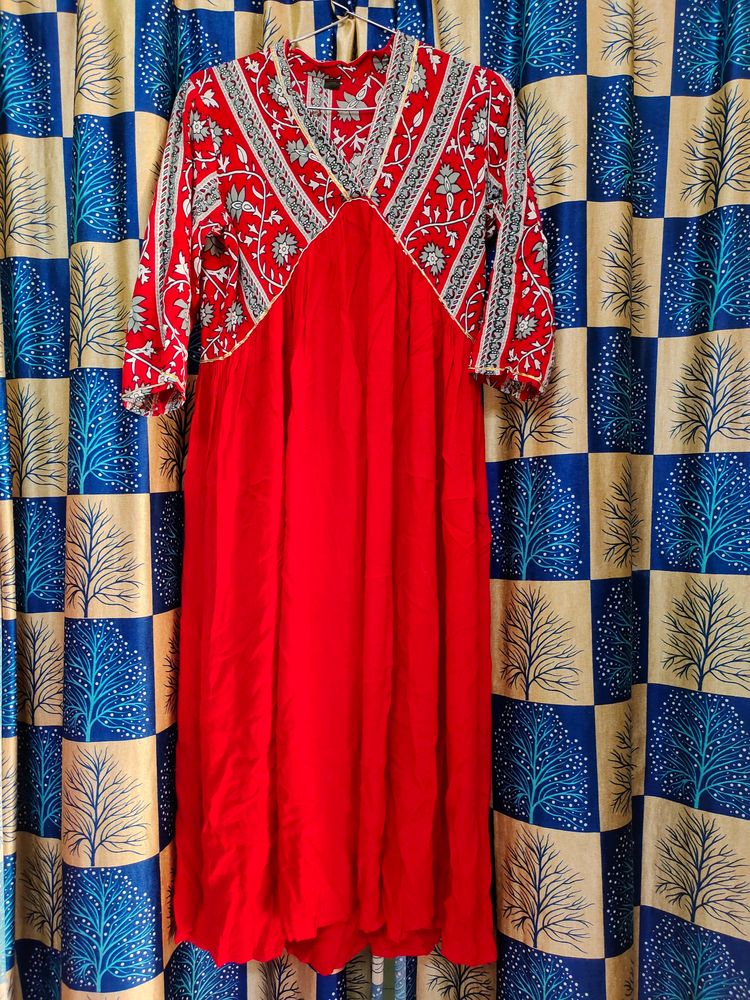 Red Long Frock...Nyra Cut