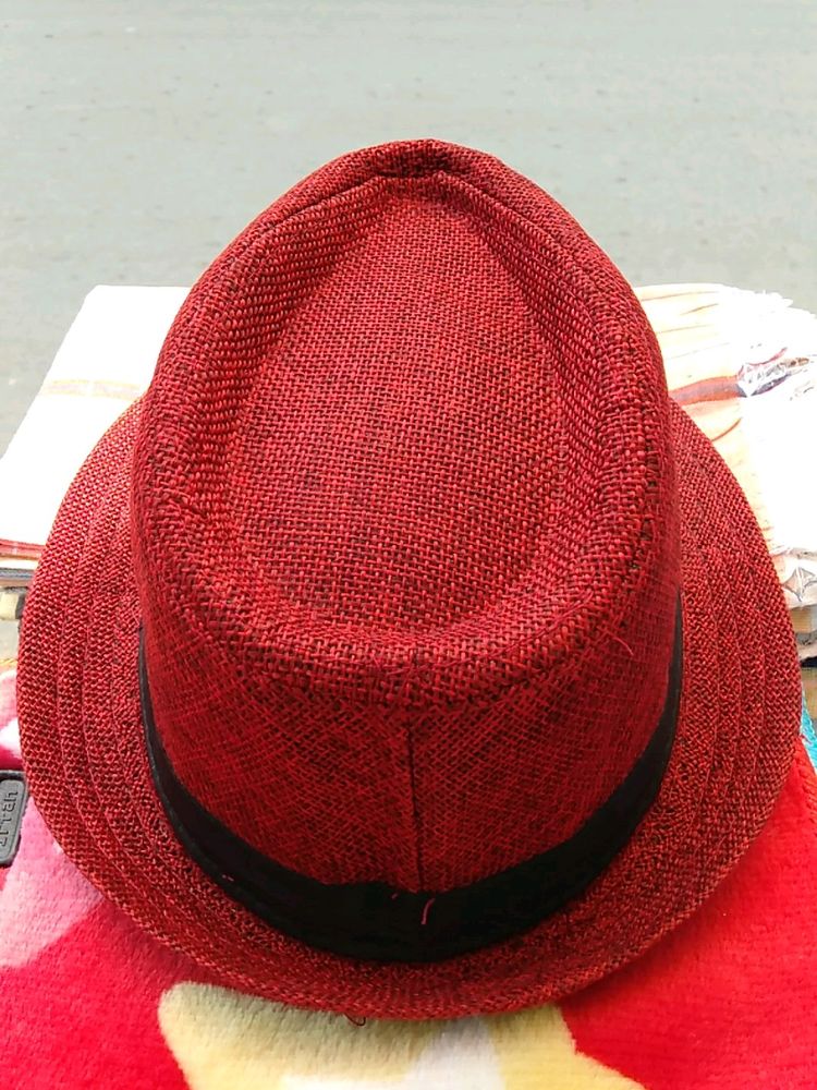 Maroon Fedora with Black Band