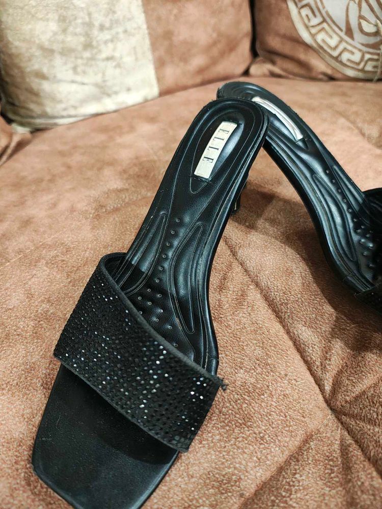 Women Embellished Black High Heels