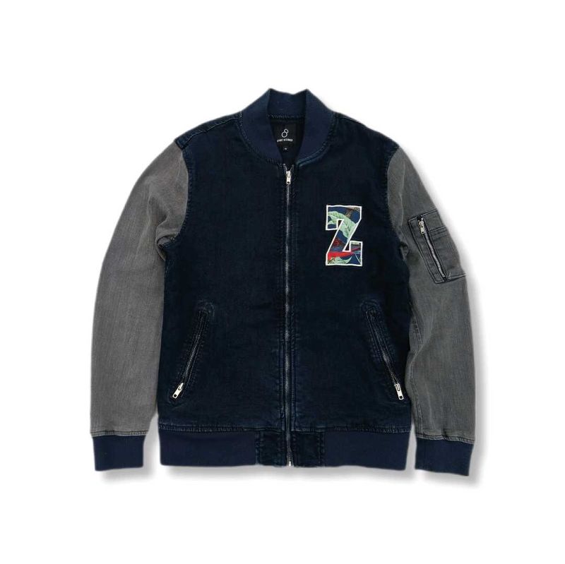 Two-Tone Denim Bomber Jacket