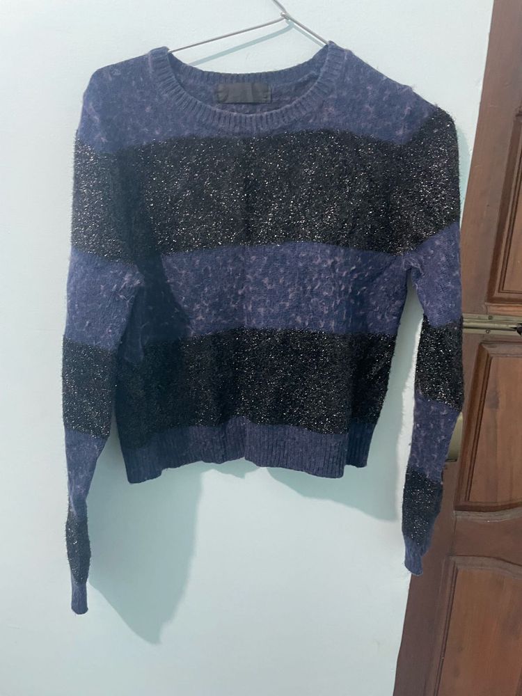 Blue Black Winter Top