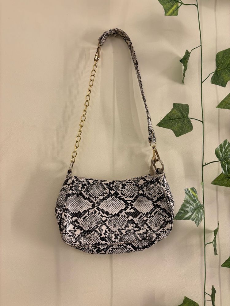 Snakeskin Print Shoulder Bag