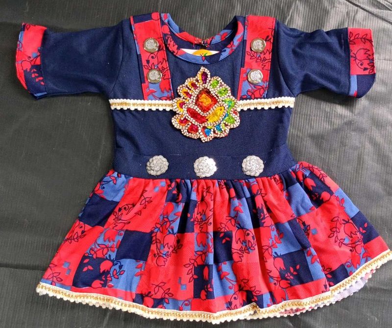 Traditional Style Baby Frock with Embellishments