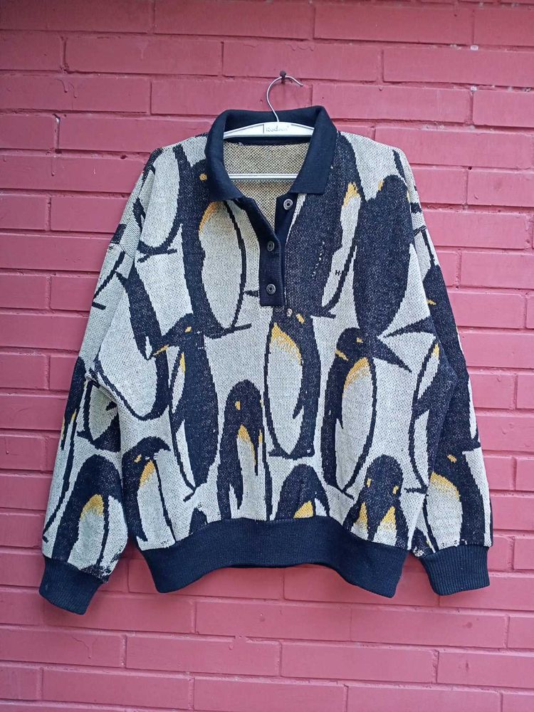 Penguin Print Knit Sweater