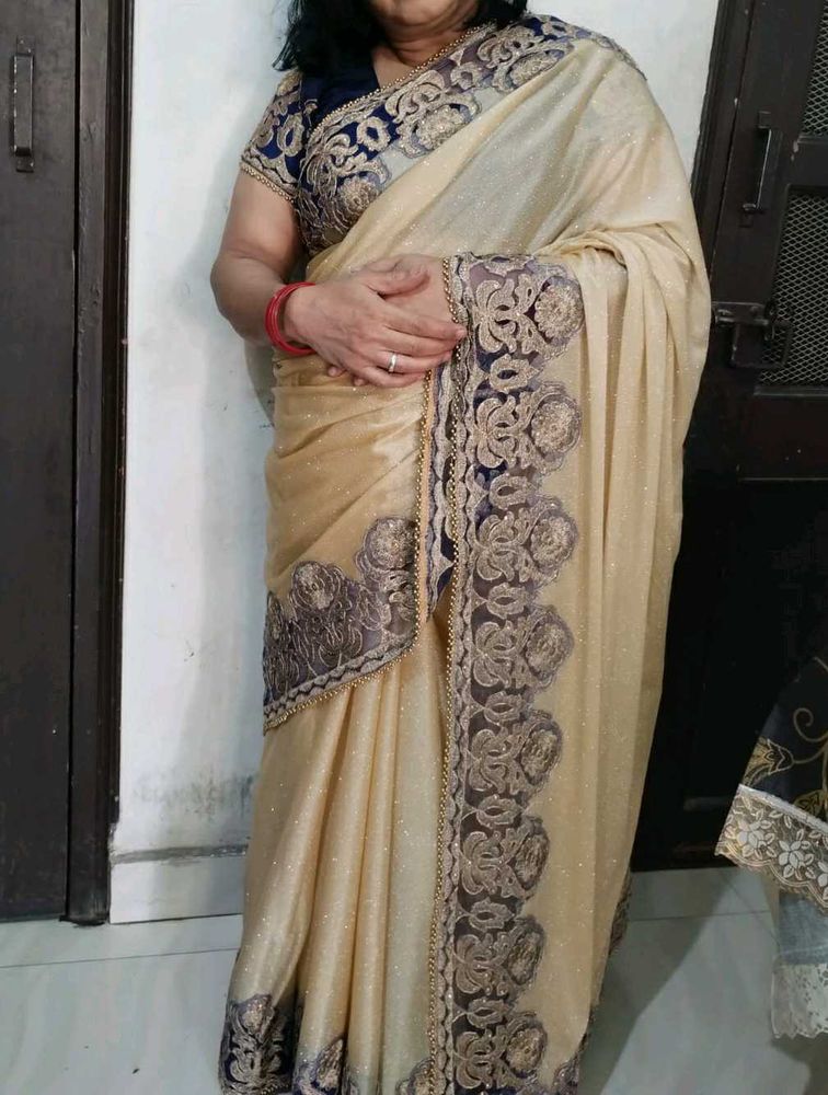 Elegant Embroidered Lycra Saree
