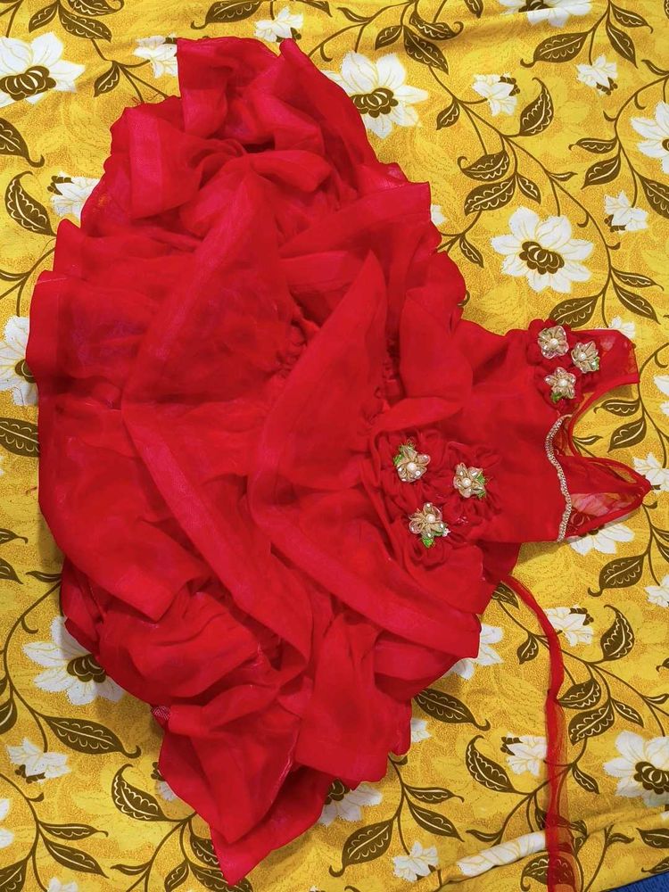 Red party wear frock