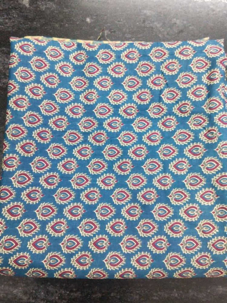 Blue Printed Cotton Fabric 1.90 Mtr