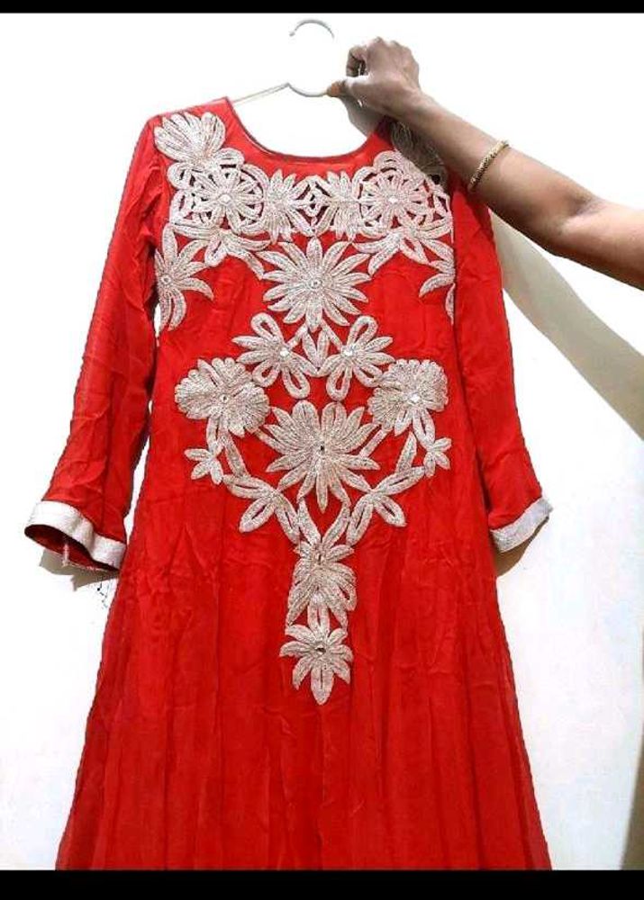 Red Embroidered Gown