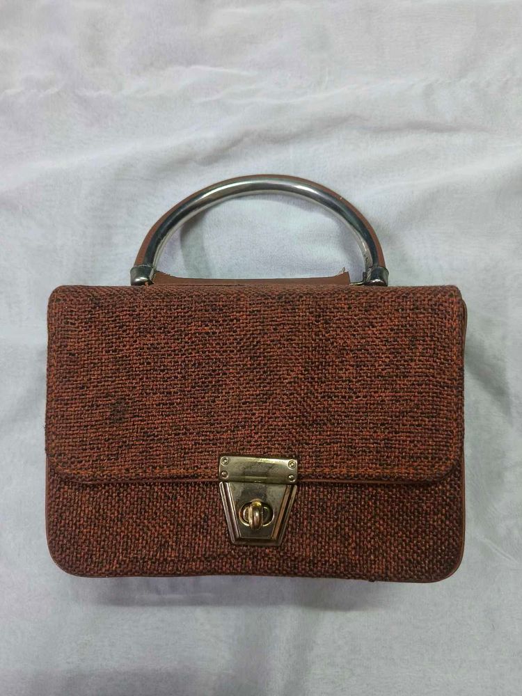Vintage Brown box Handbag with gold hardware