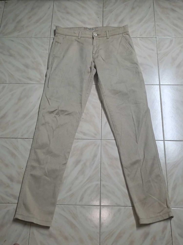 Beige Casual Pants