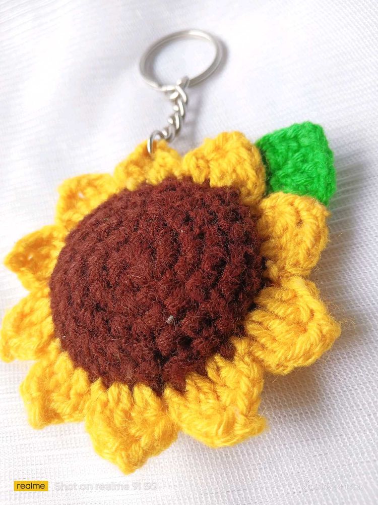 Sunflower Crochet Keychain