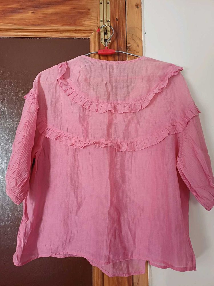 Pink Ruffle Blouse