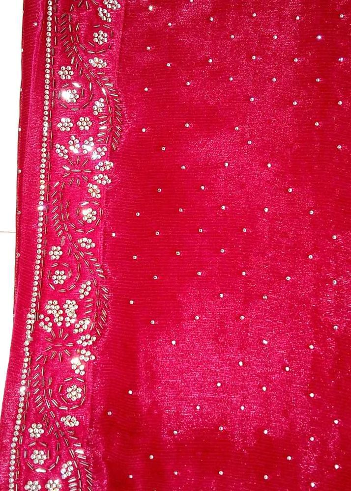 Red Beaded Saree