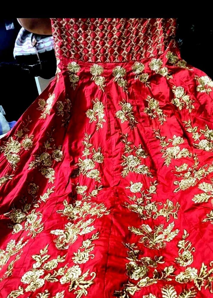 Red Embroidered ethnic gowns