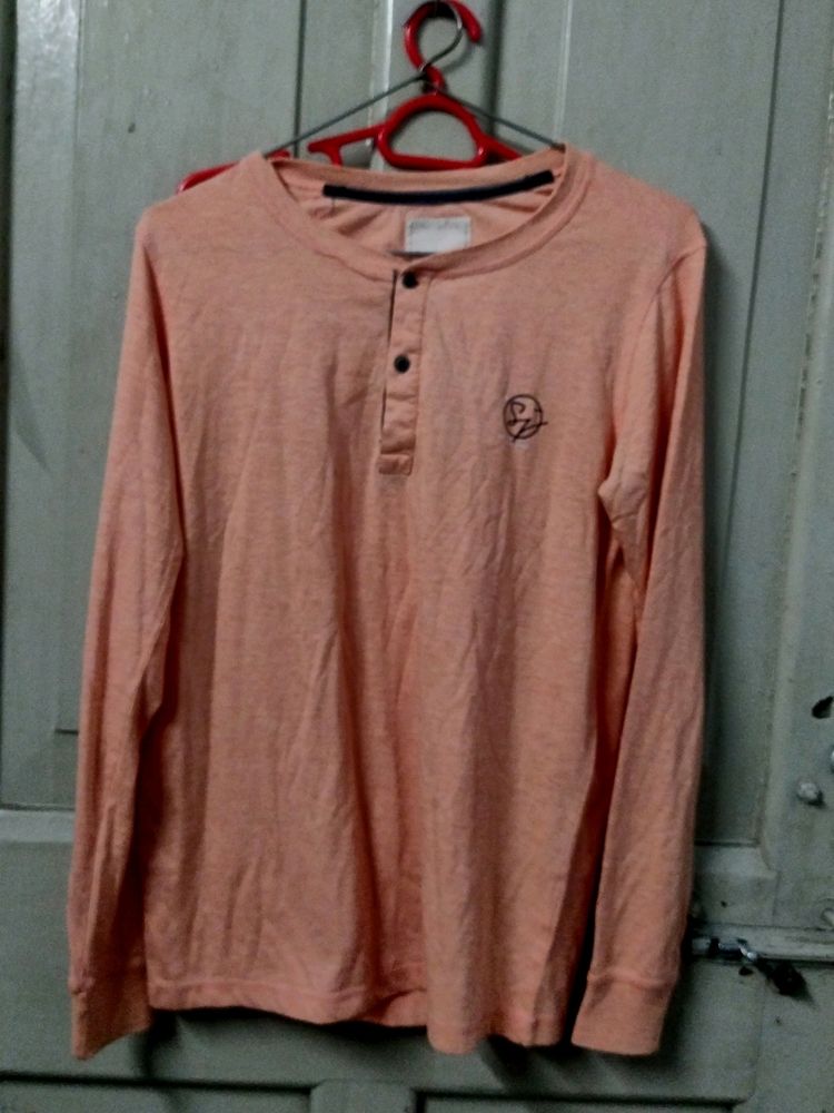Light Orange Coloured Full Sleeved Men&#39;s Tshirt