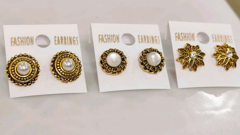 Stud Earrings - Combo of 3 pair