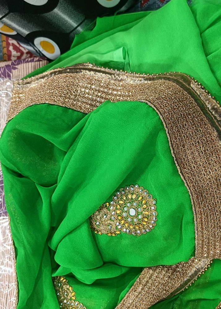 Green Embellished Saree