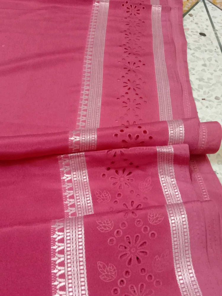 Pink Sharee with Silver Detail