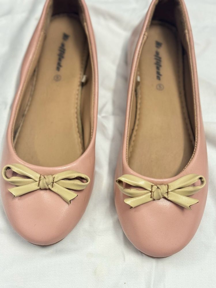 Cute Pink Bow Ballerina Flats