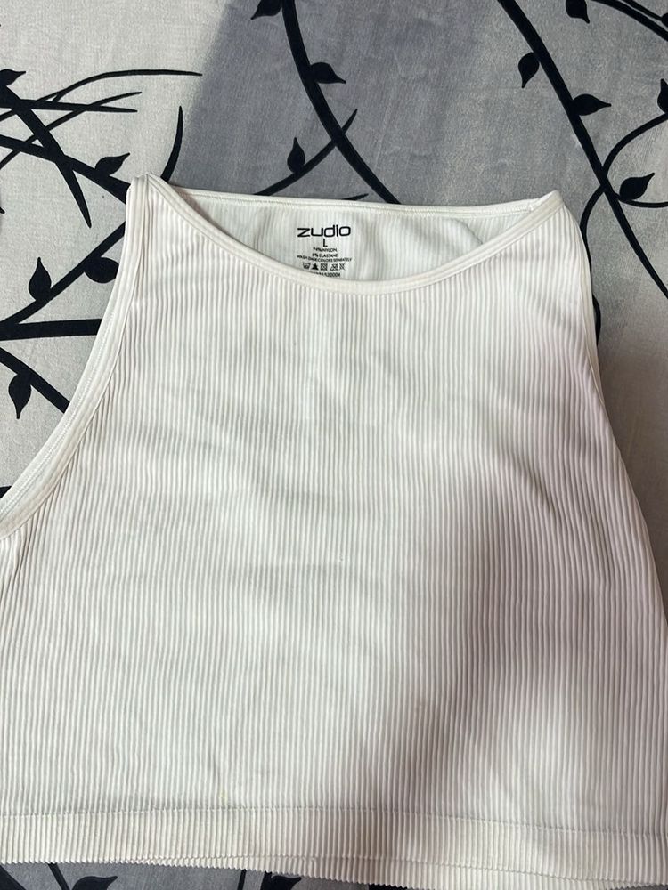 White Ribbed Tank Top