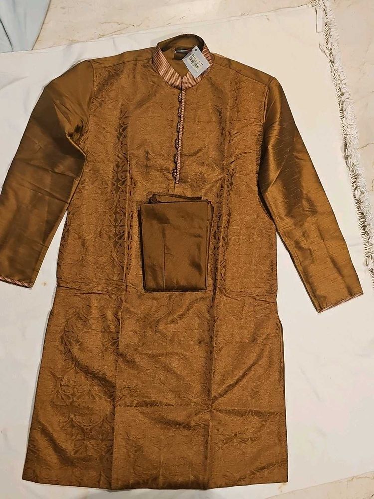 Large Brown Formal Mens Churidar Kurta Set