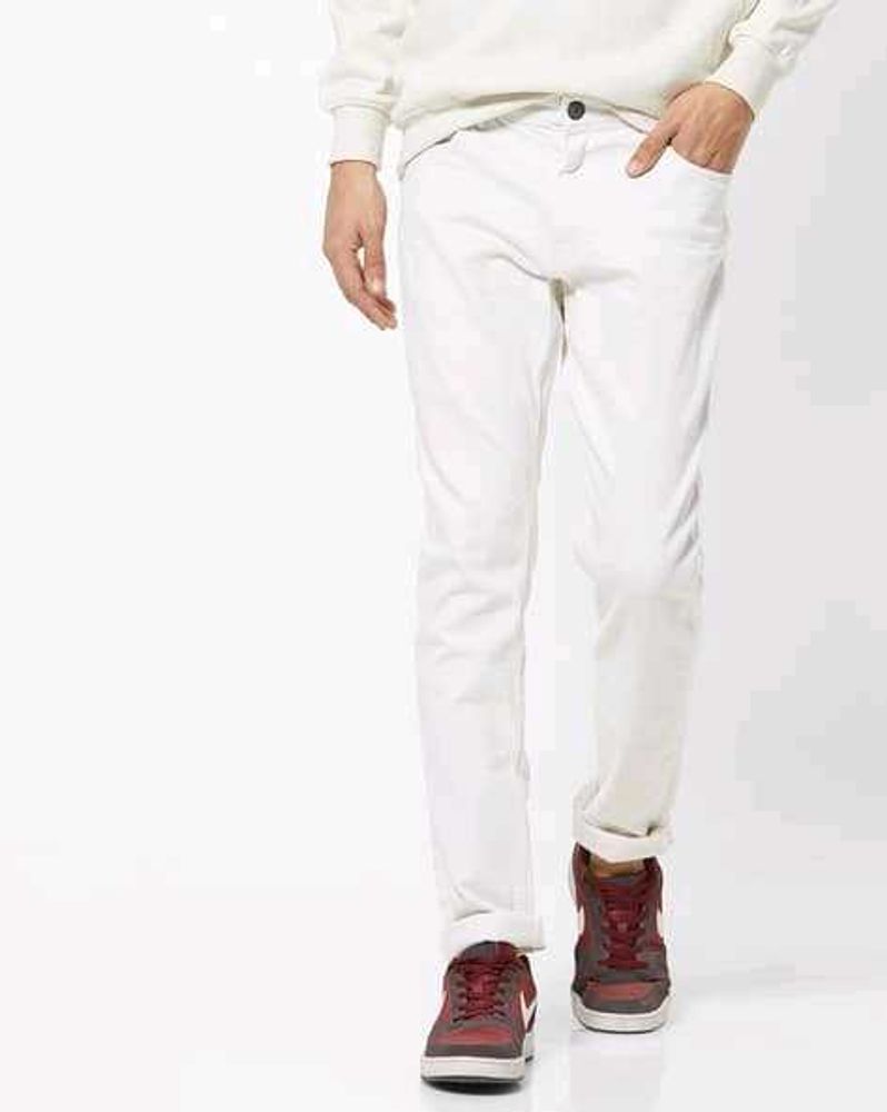 DNMX White Slim Fit Denim Jeans, 34 SIZE