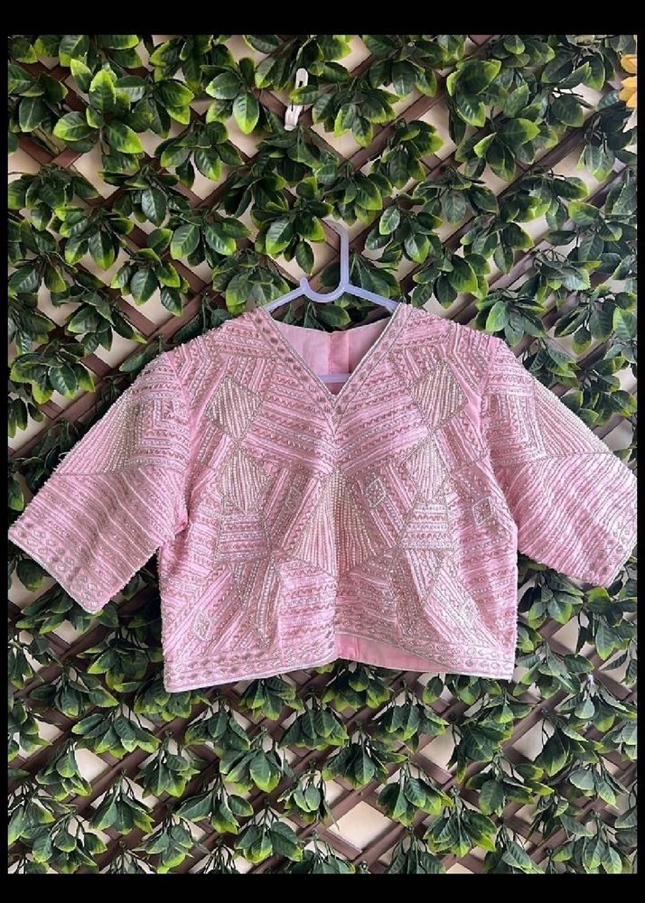 Cut Dana &amp; Moti Work Heavy Pink Embellished Blouse