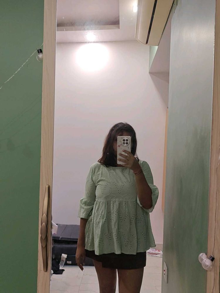 Mint Green Embroidered Top