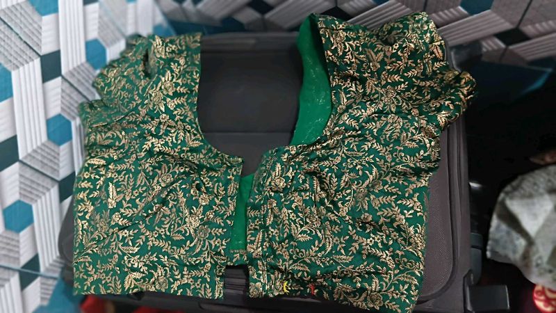 Green  Gold Embroidered Blouse