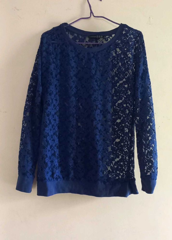 Blue Lace Long Sleeve Top And A Shrug