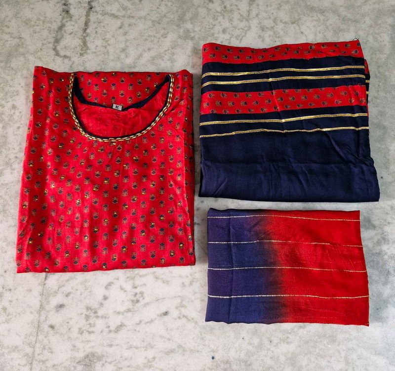 Red &amp; Blue Kurta Set