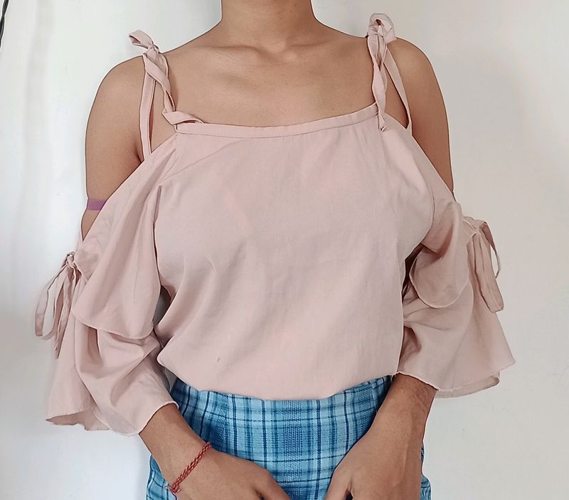 Zara ,Size - S &amp; M , Pinkish Colour Off Shoulder Top..❤️