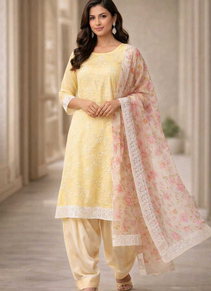 Elegant Yellow Embroidered Kurta Set