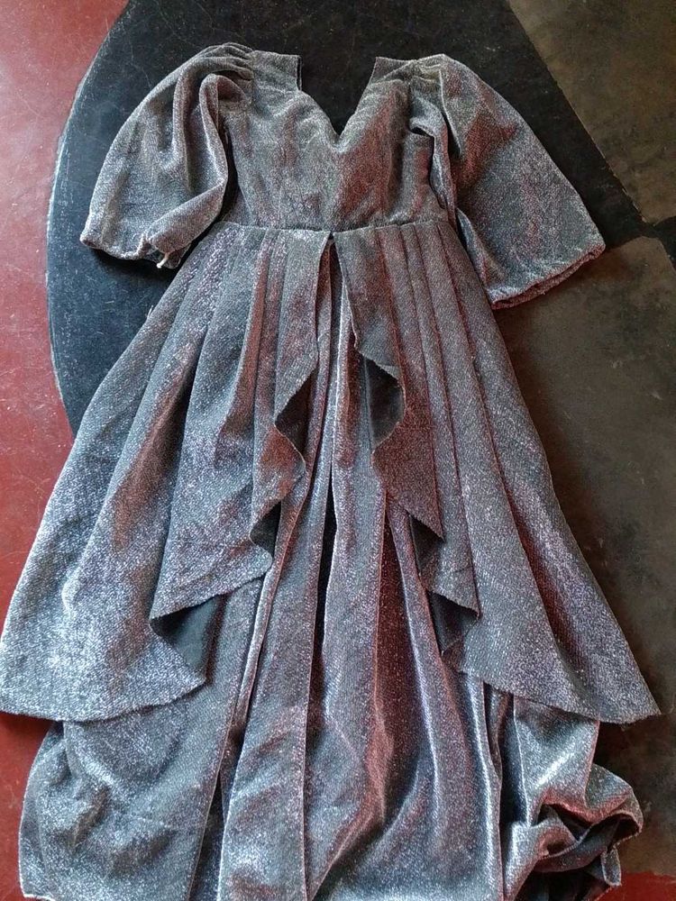 Elegant Silver Evening Gown