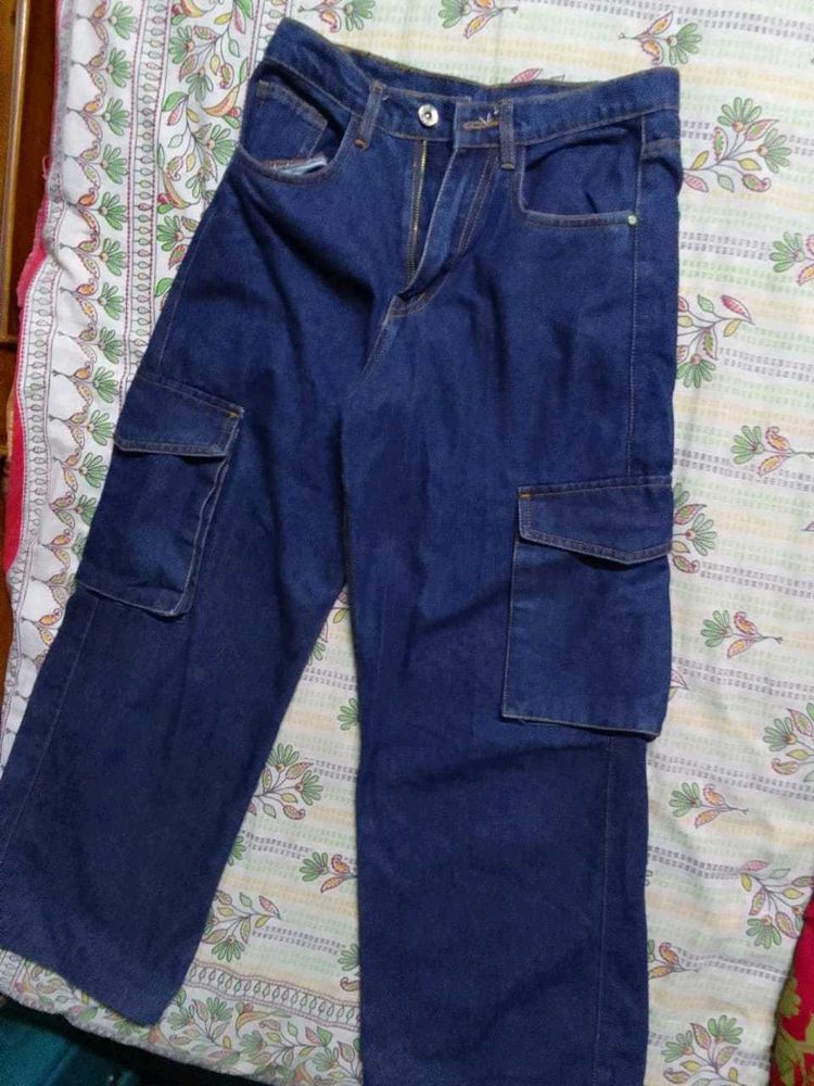 Dark Blue Denim wide leg jeans
